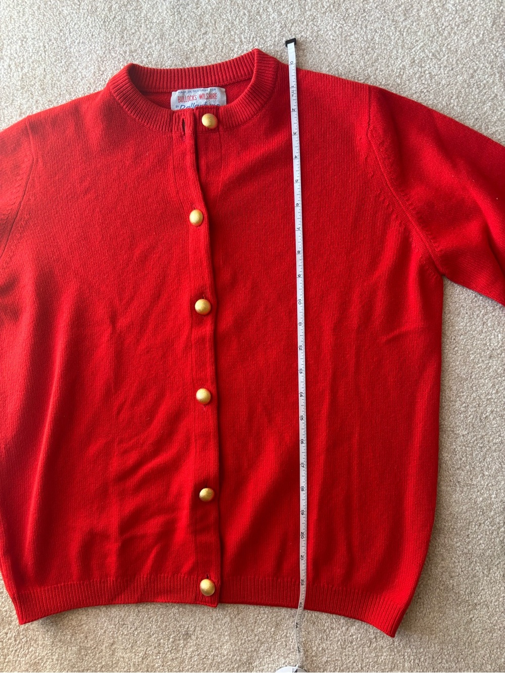 Ballantyne Cashmere Vibrant Red Button-Front Crewneck Cardigan - Picture 5 of 7
